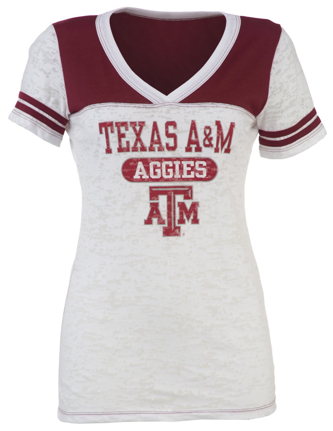 Blue 84 Juniors' Texas A&M University Burnout V-neck T-shirt
