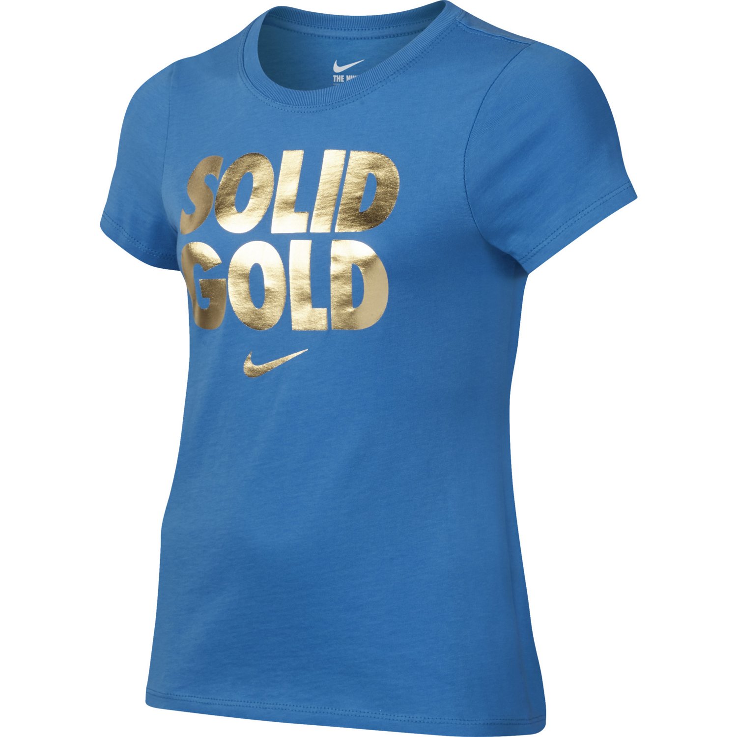 white & gold nike shirt