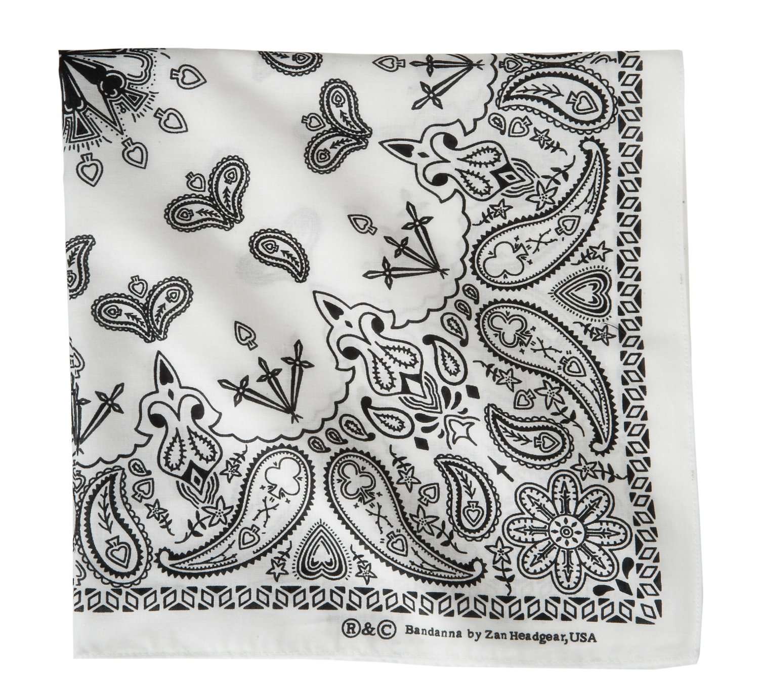 ZANHeadgear® White Paisley Premium Bandanna
