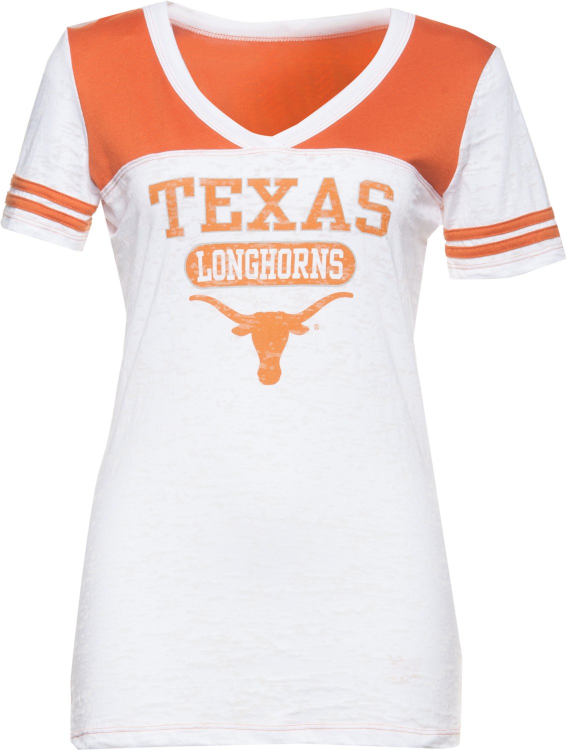 Blue 84 Juniors' University of Texas Burnout V-neck T-shirt