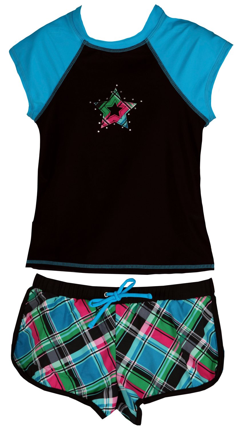 O'rageous® Girls' Pixy Plaid Rash Guard and Boardshort Set