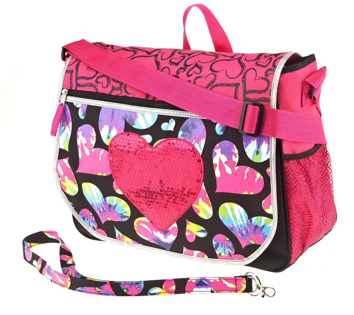 A. D. Sutton Girls' Glitter Tie-Dye Hearts Messenger Bag