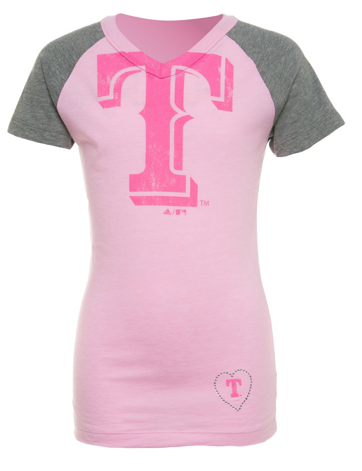 adidas Girls' Texas Rangers V-Neck Logo T-shirt