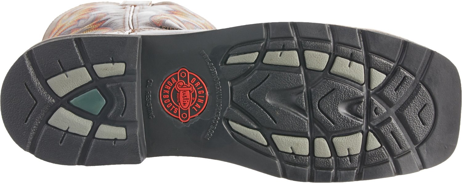Justin Men's Stampede Square Toe Western Work Boots thumbnail