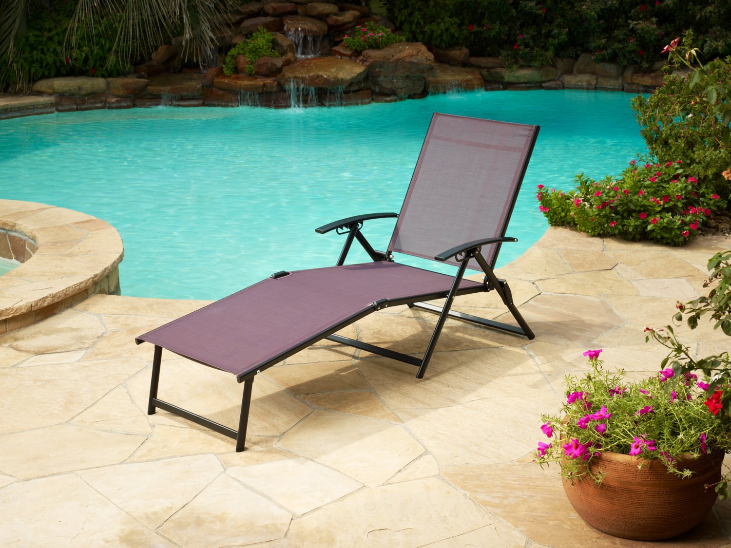 Mosaic Folding Sling Chaise Lounge thumbnail