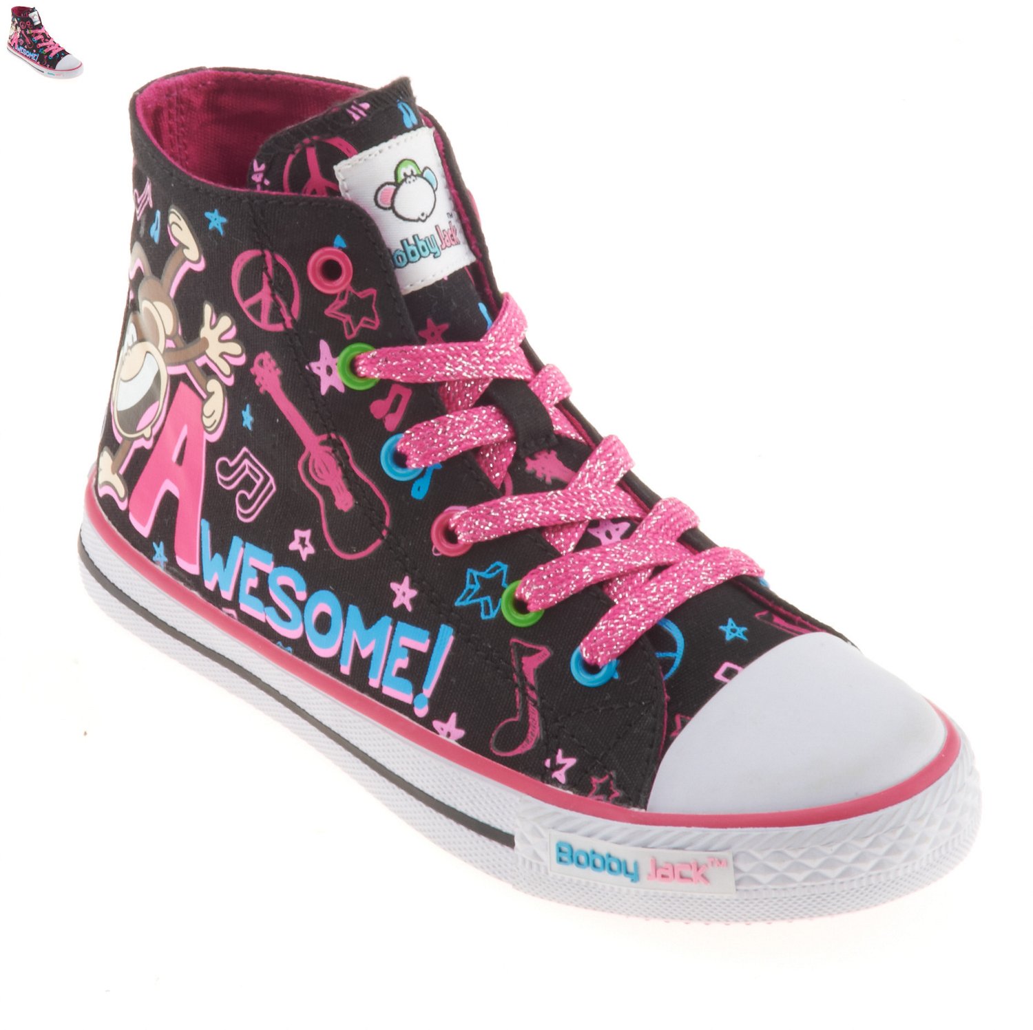 Bobby Jack Girls' Awesome Vulcanized High-Top Athletic Lifestyle Shoes thumbnail