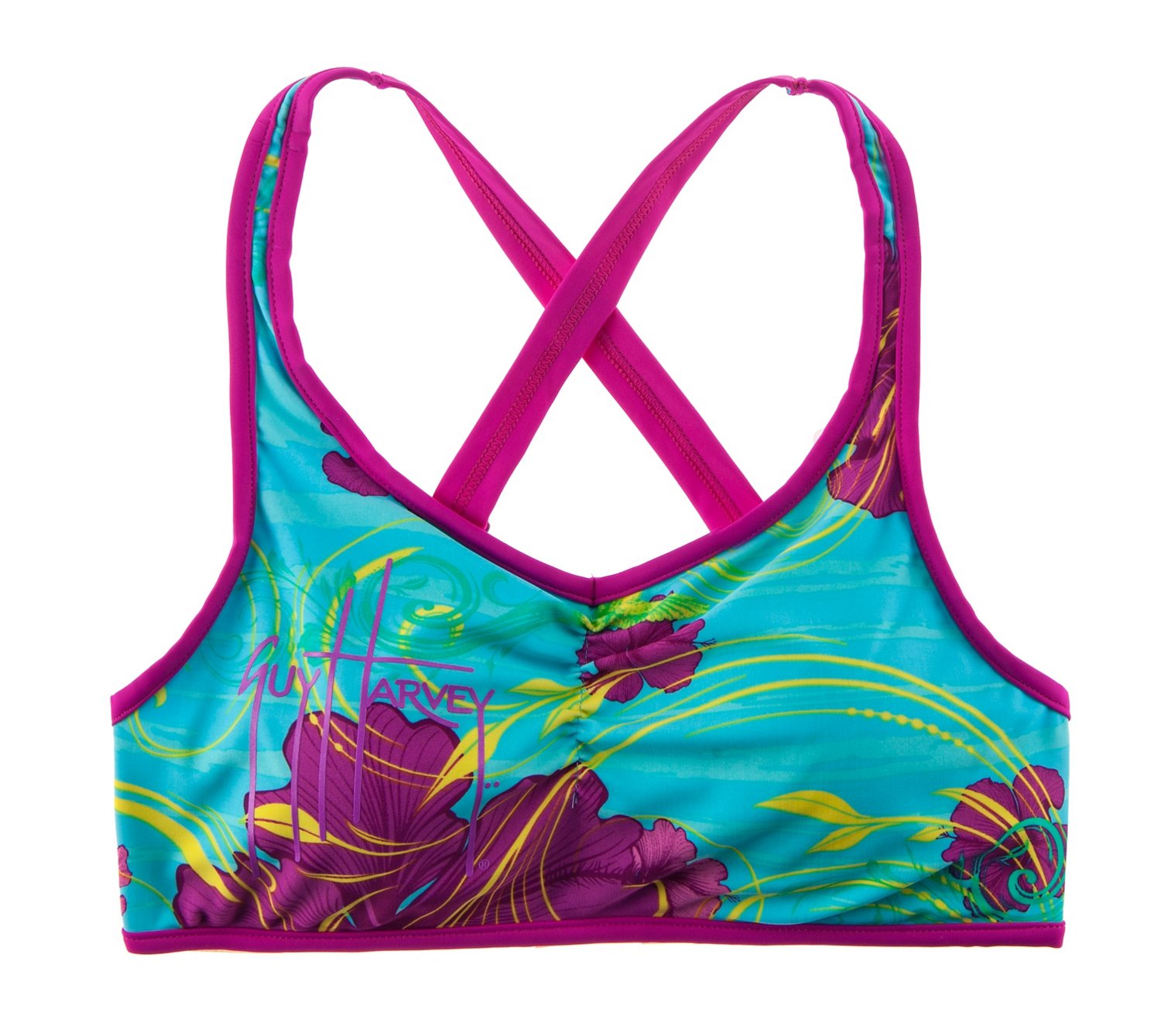 Guy Harvey Women's Bright Birds Sport Bikini Top