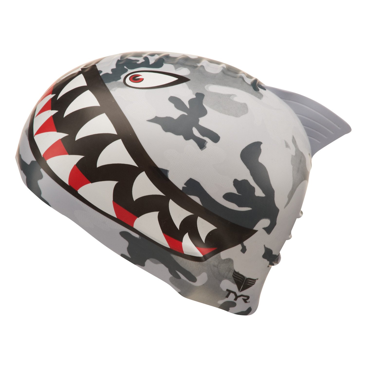 TYR Youth Shark Fin Camo Silicone Swim Cap thumbnail