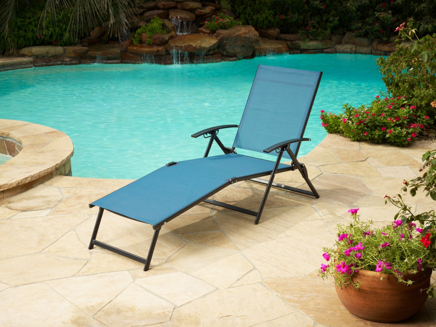 Mosaic Folding Sling Chaise Lounge thumbnail