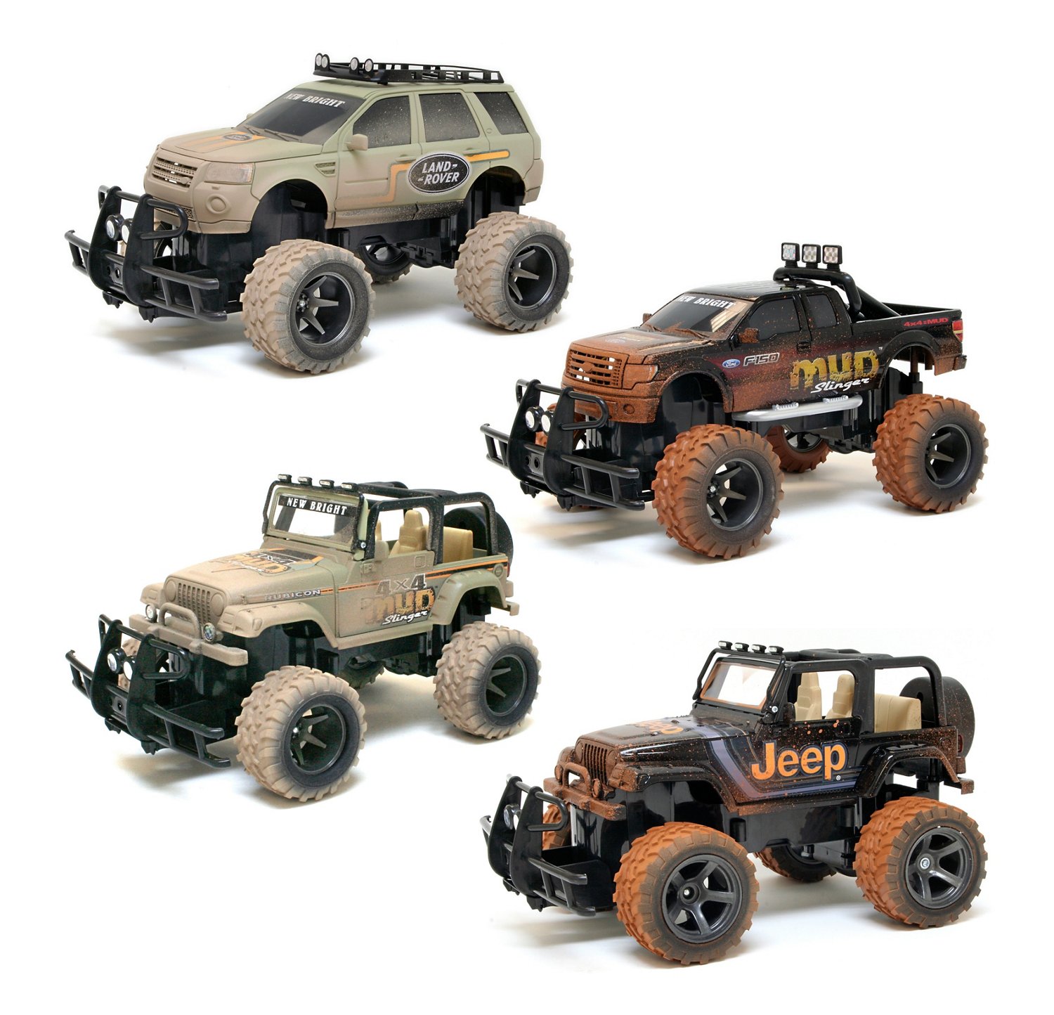 New Bright Mud Slinger Ford F-150 and Jeep Wrangler RC Assortment