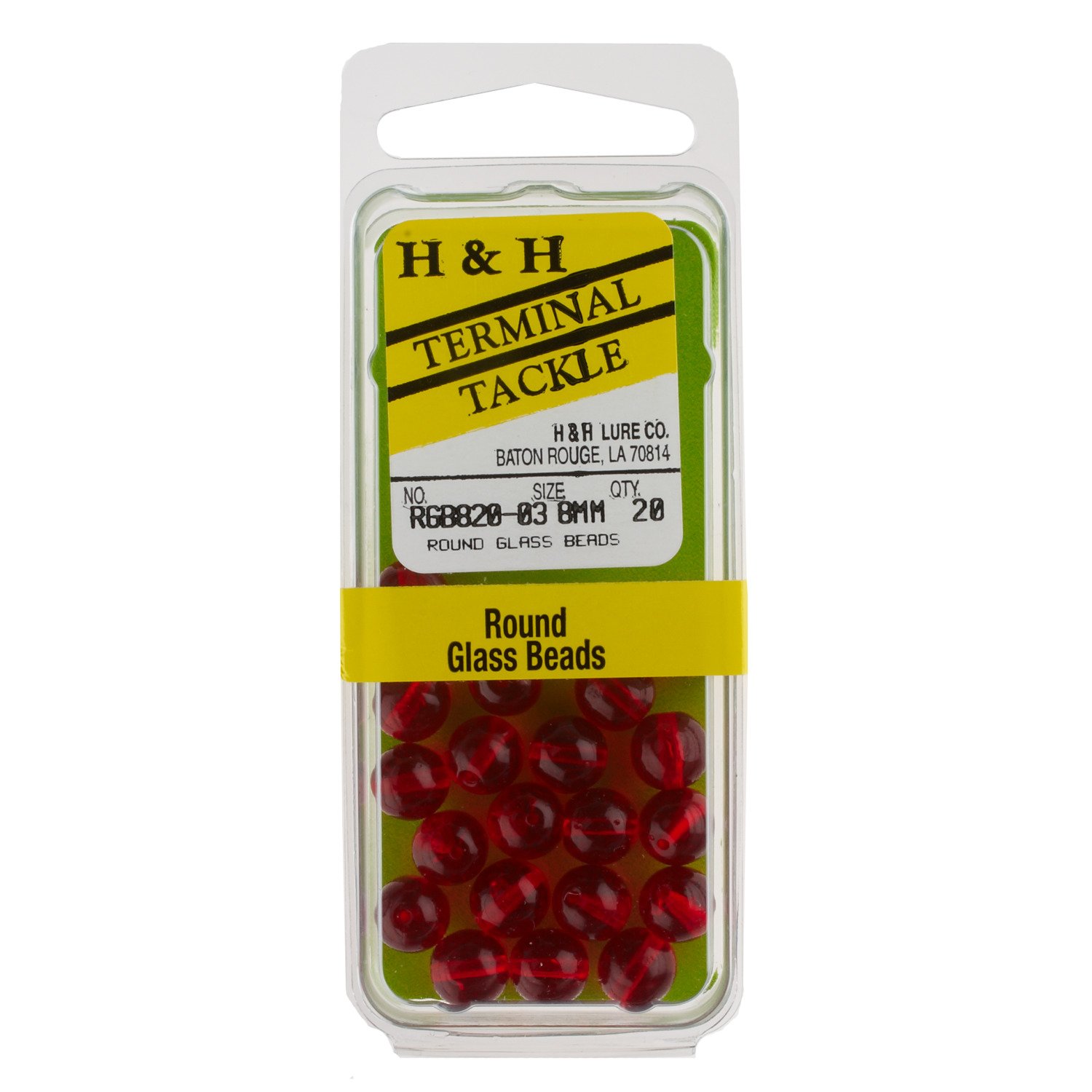H&H Lure Round Glass Beads 20-Pack