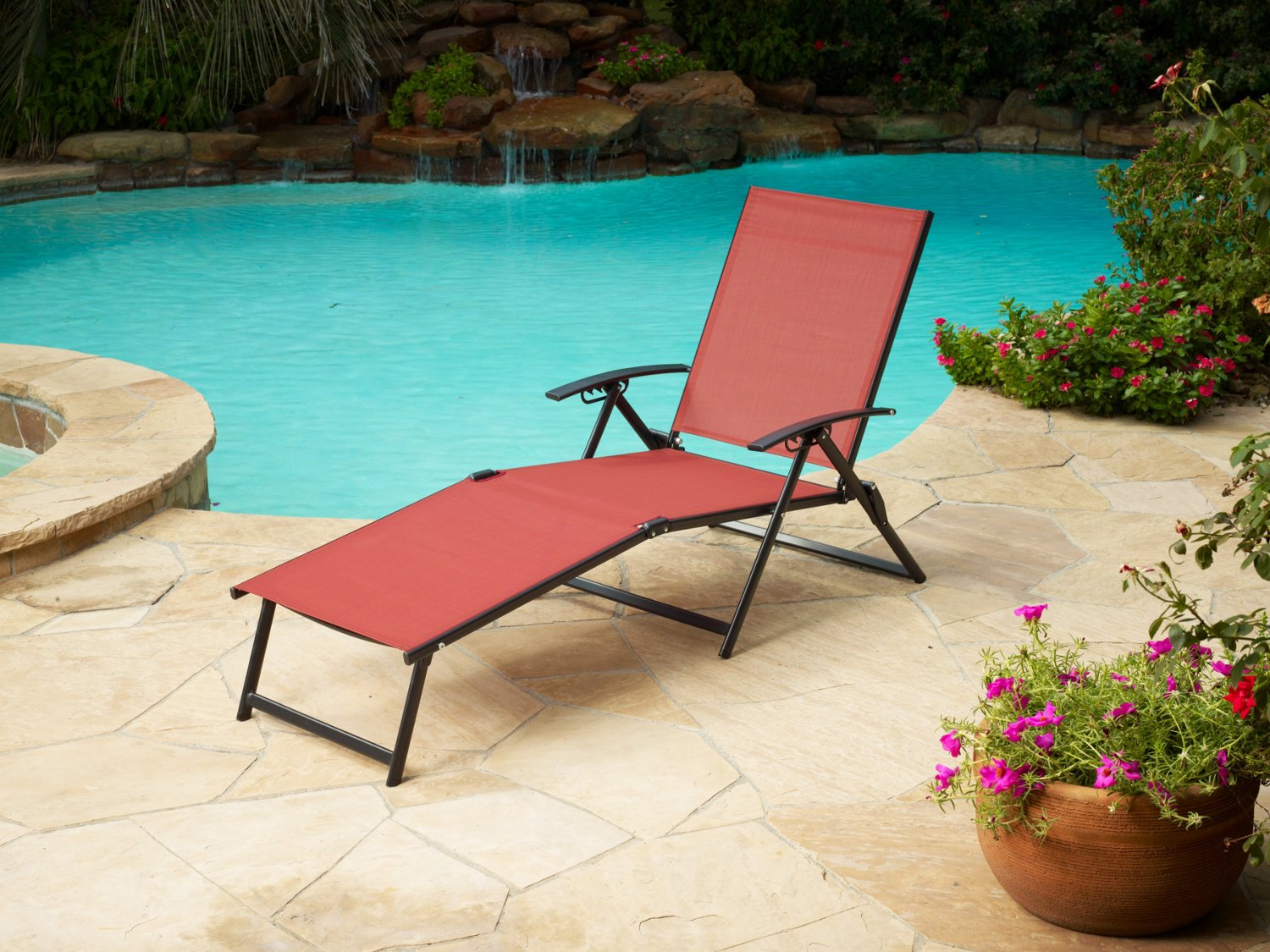 Mosaic Folding Sling Chaise Lounge thumbnail