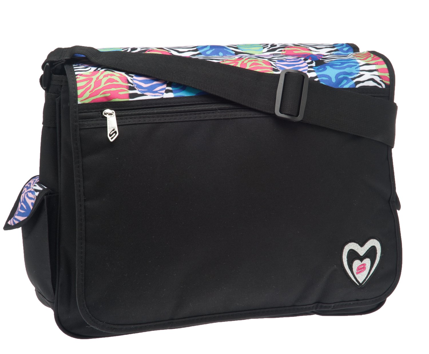 SKECHERS Girls' Zebra Heart Double-Sided Messenger Bag thumbnail