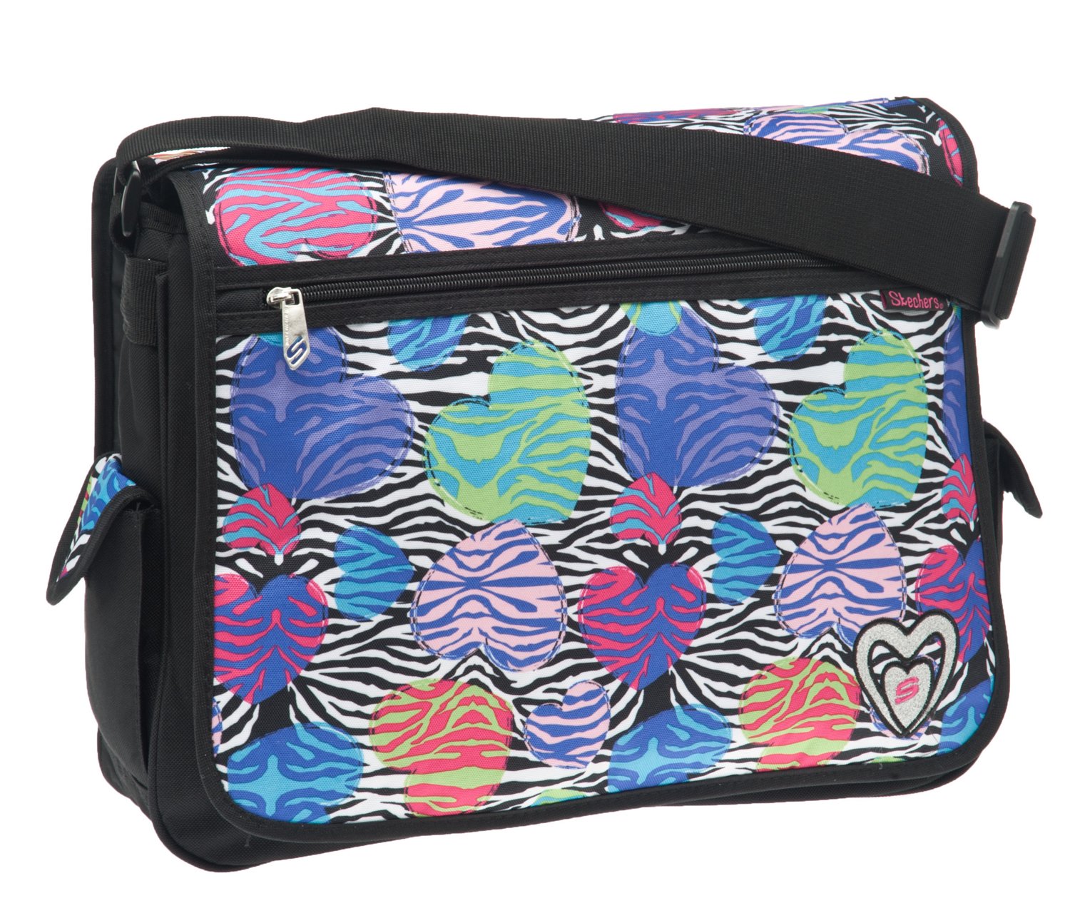 SKECHERS Girls' Zebra Heart Double-Sided Messenger Bag thumbnail