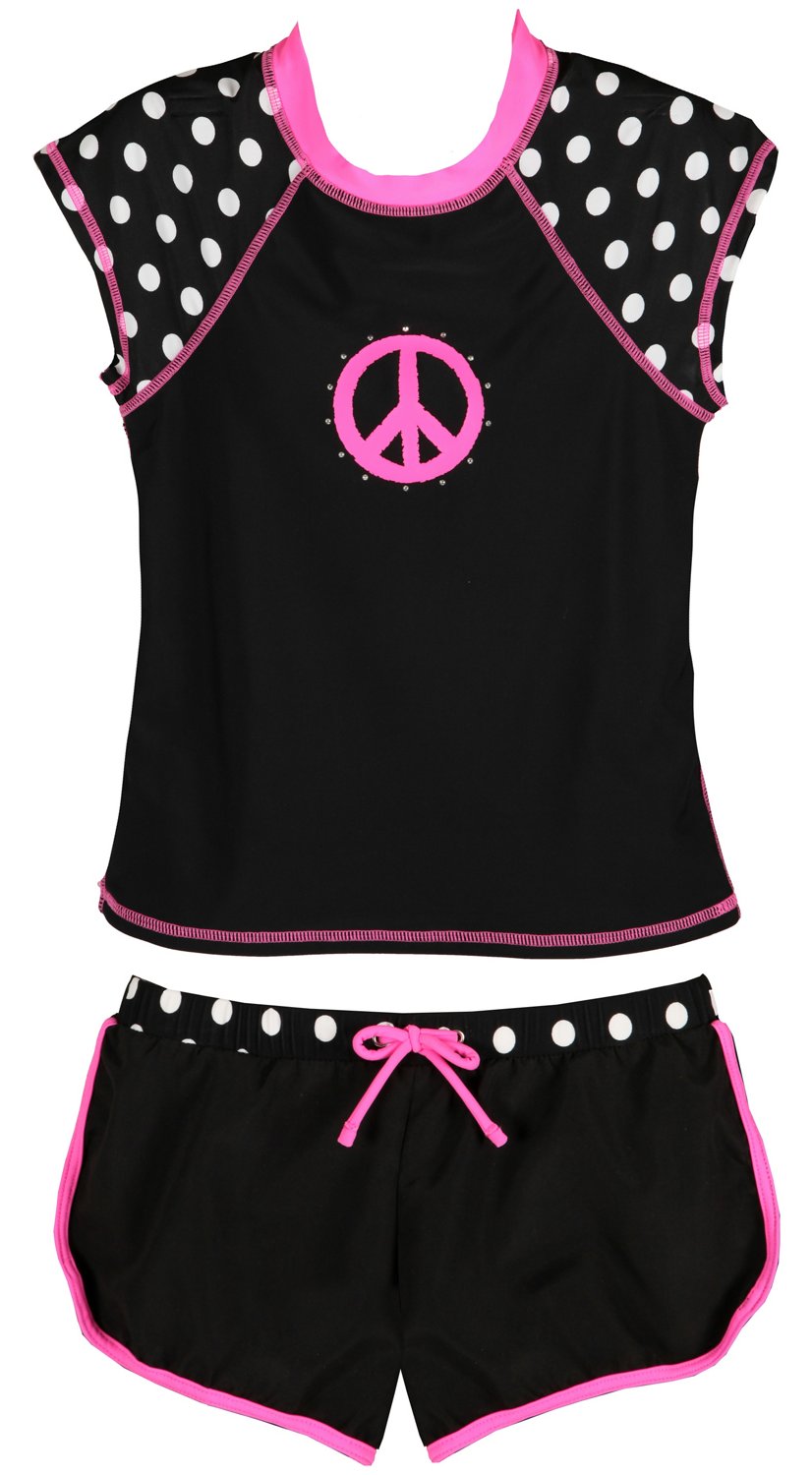 O'rageous® Girls' Blue Jean Rash Guard and Boardshort Set