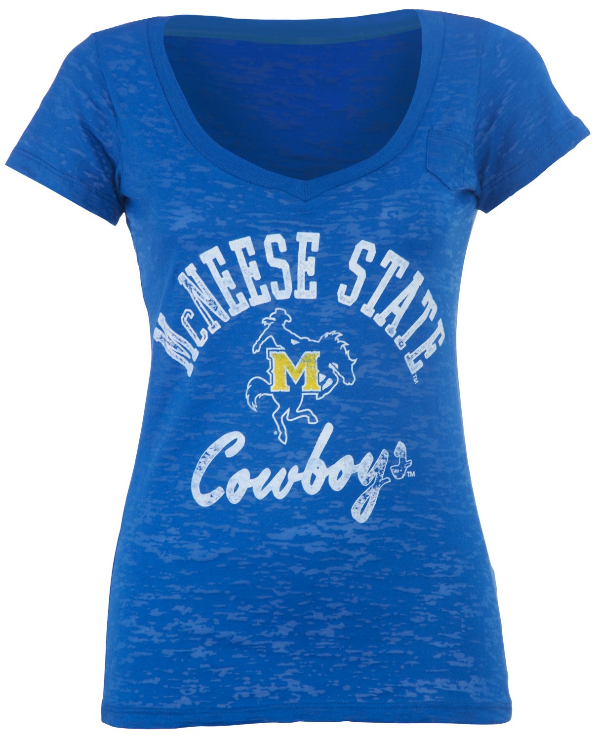 Step Ahead Juniors' McNeese State University Burnout T-shirt with Pocket