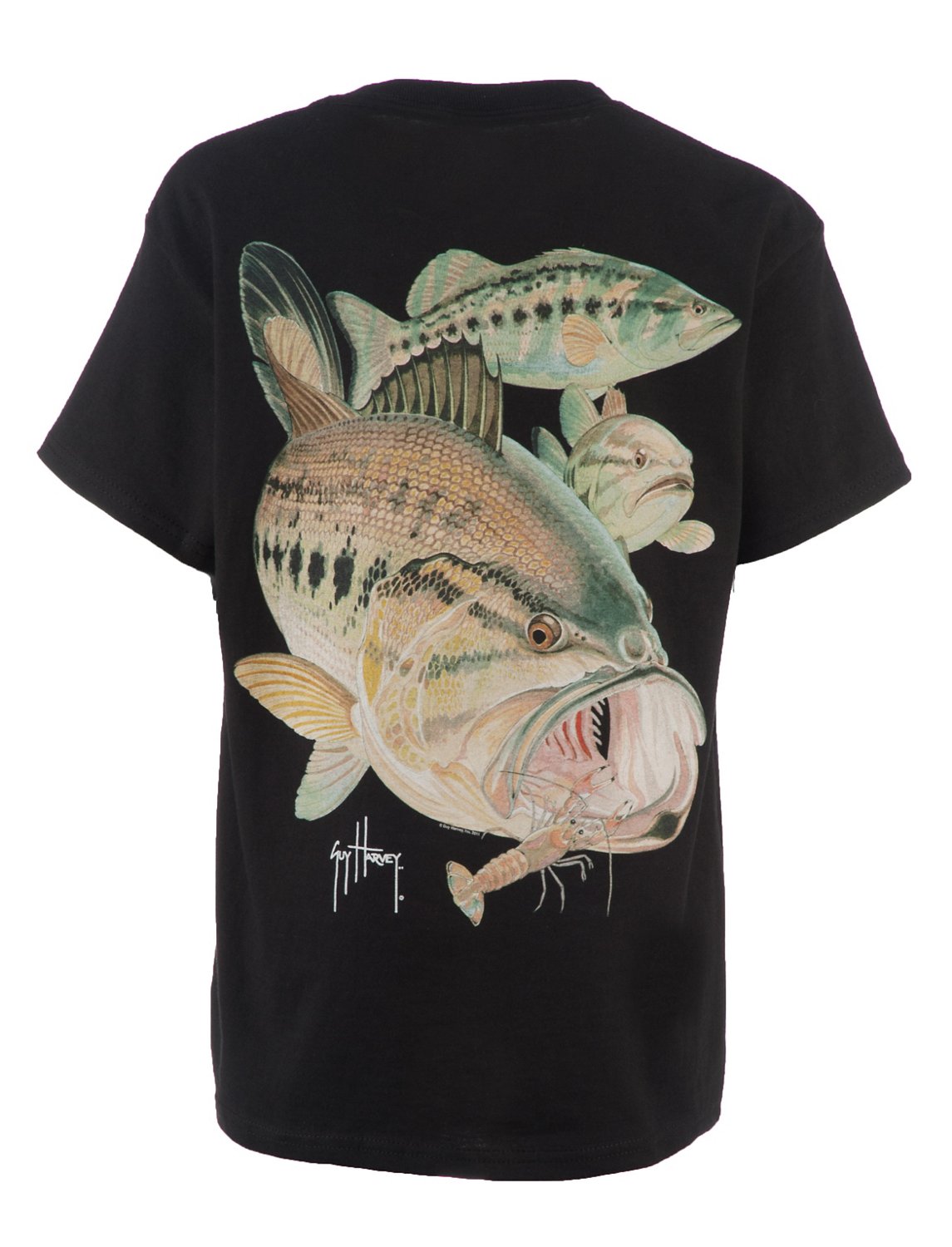 Guy Harvey Boys' Largemouth Bass and Crawdad Graphic T-shirt