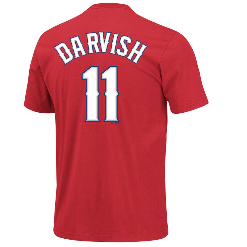 Majestic Adult's Texas Rangers Yu Darvish Name and Number Tee thumbnail