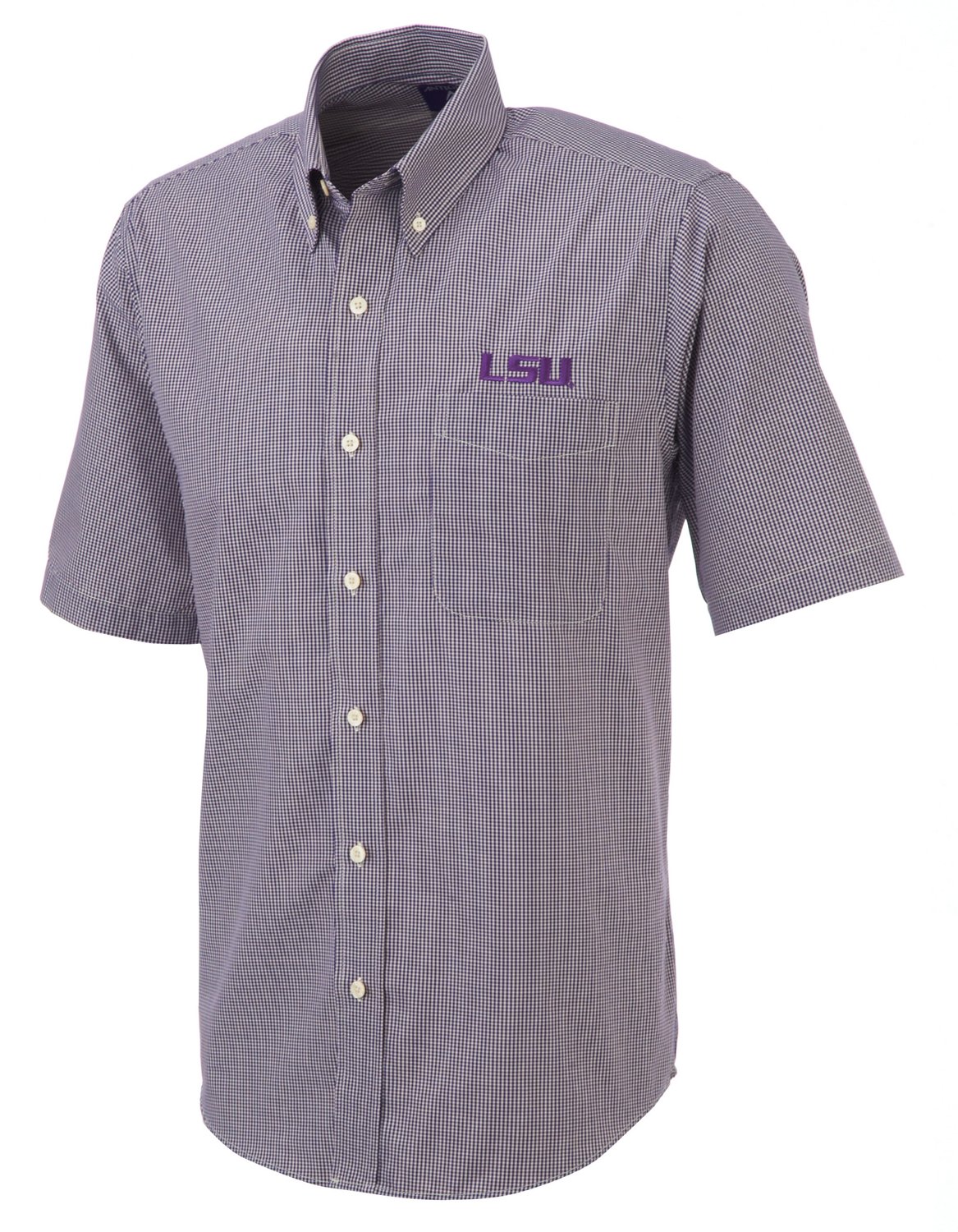 Antigua Men's Louisiana State University Focus Short Sleeve Woven Shirt