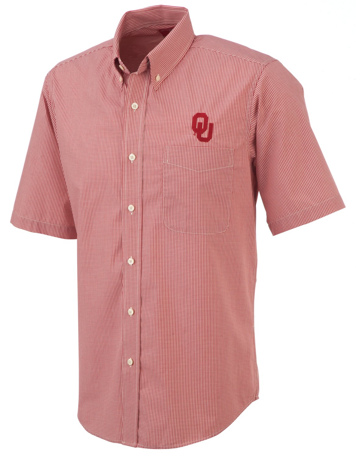 Antigua Men's University of Oklahoma Focus Short Sleeve Woven Shirt