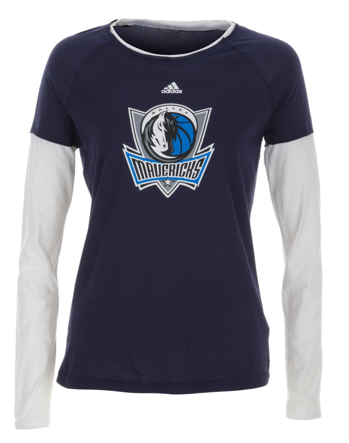 adidas Women's Dallas Mavericks Long Sleeve Layered Tissue T-shirt