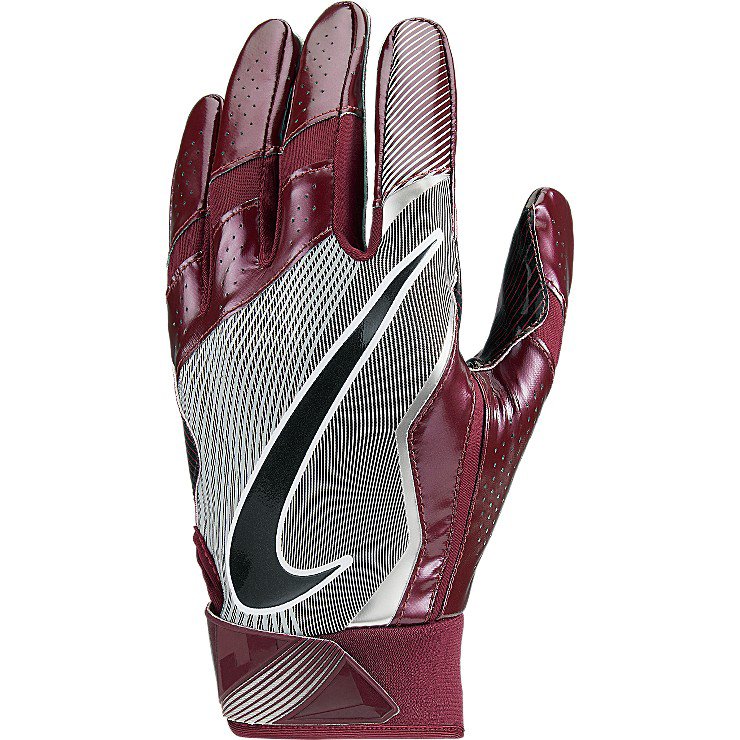 maroon and gold football gloves