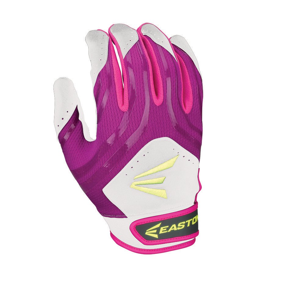 purple and yellow batting gloves