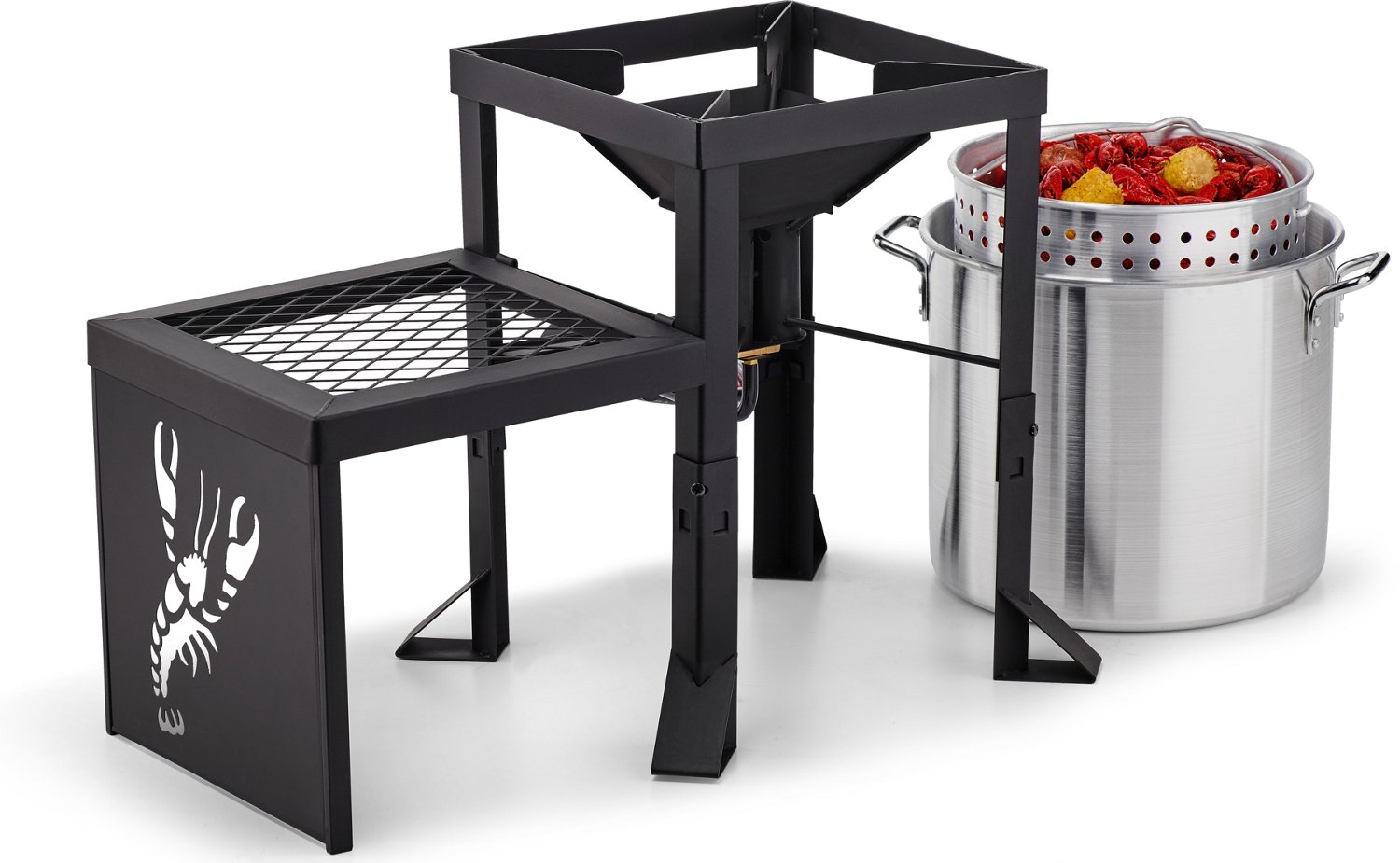 Outdoor Gourmet DoubleBurner Propane Fryer and Boiler with Side Table