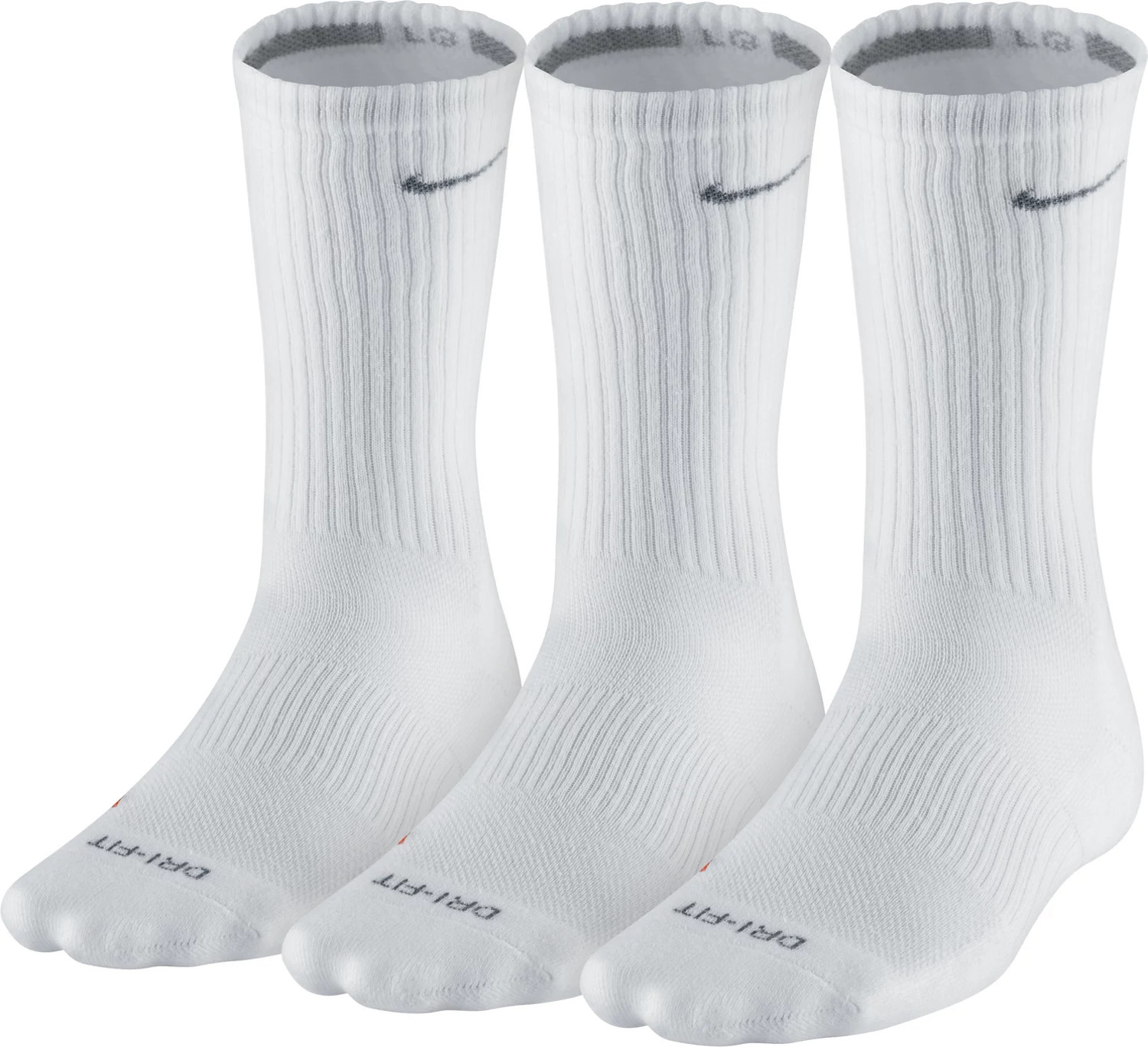 white nike socks with grey swoosh