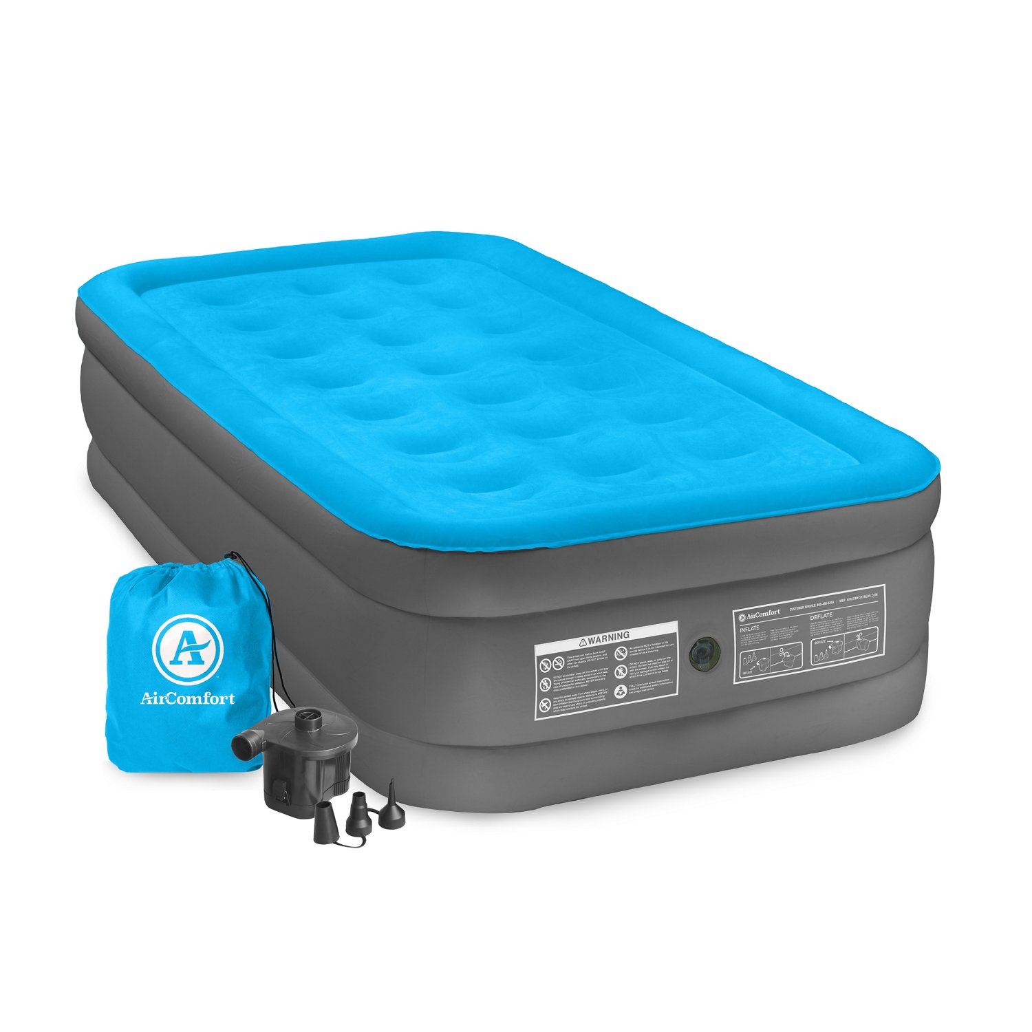 Air Comfort Camp Mate Raised TwinSize Air Mattress with Battery