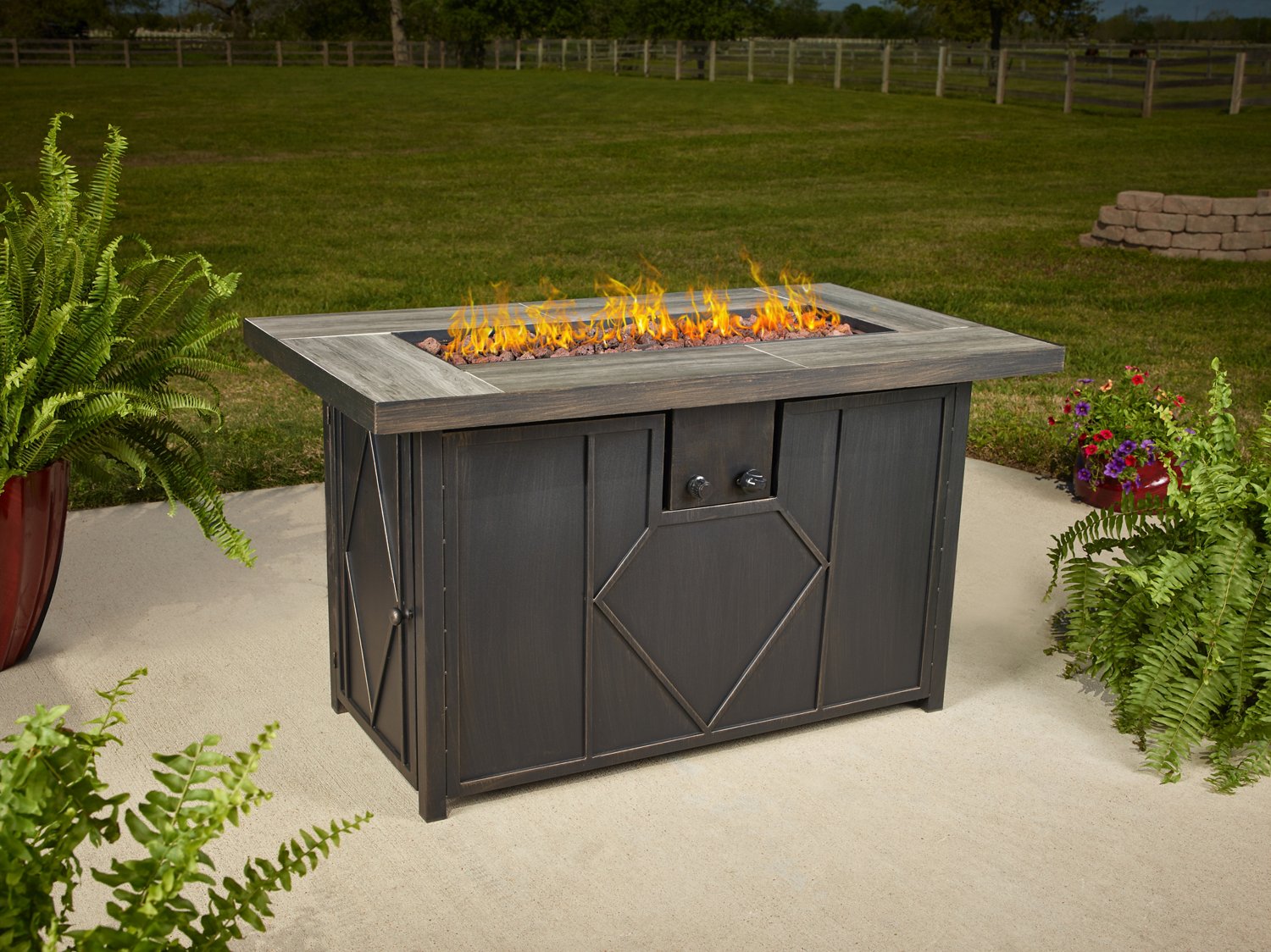 Mosaic 42 in x 24 in Kingsland Gas Fire Pit | Academy